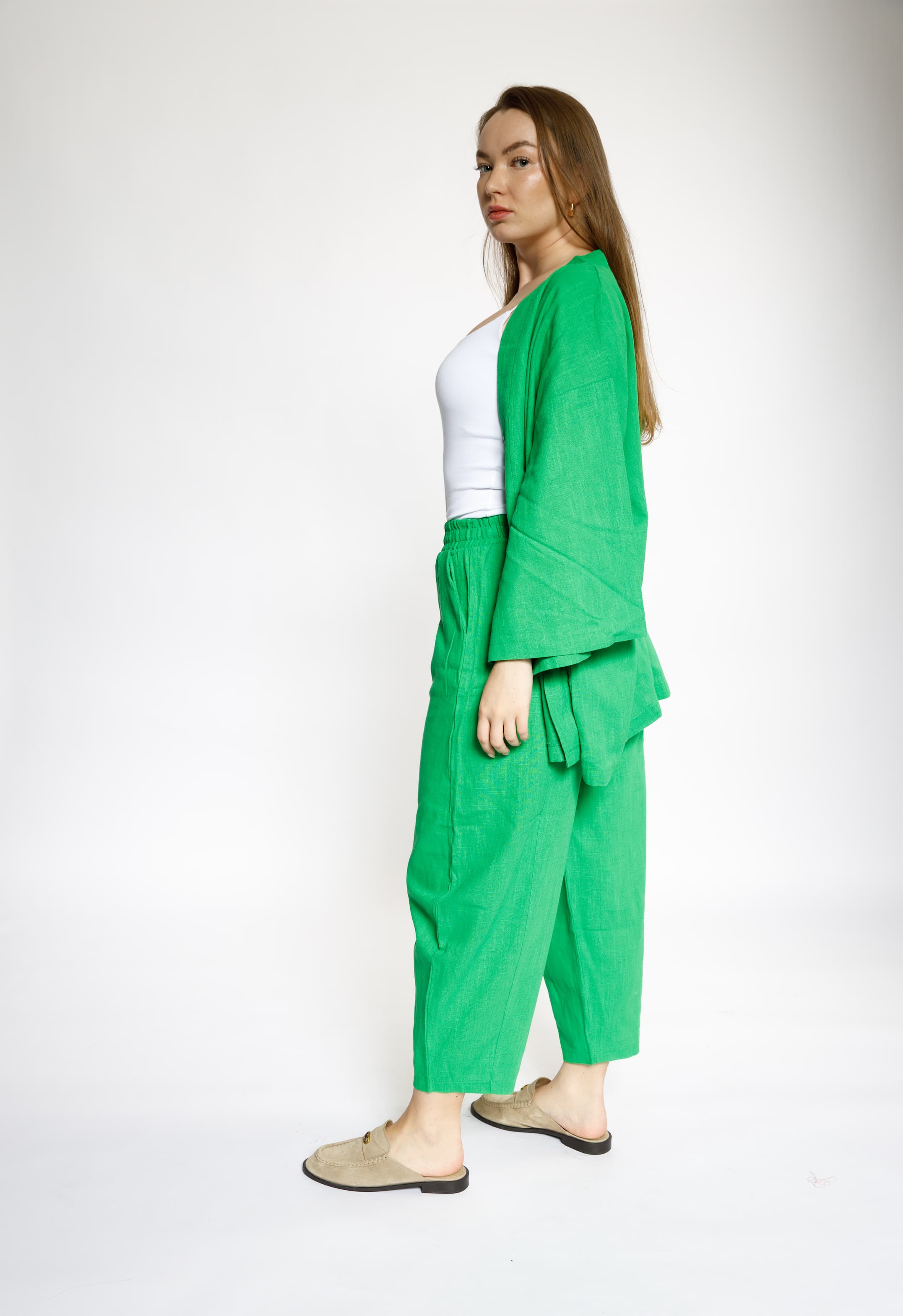 Grass Green Kimono & Pants Set